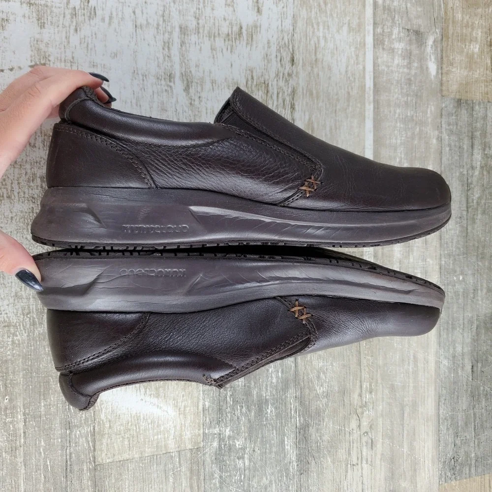 Kuru Kivi 2 Mens Work Shoes Sz 9.5 M Jet Leather Anti Slip Slip On Sneaker